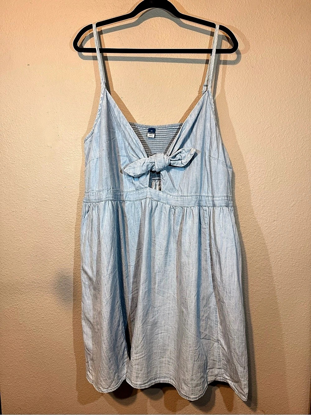 Western Cowgirl Denim Tie-Front Cutout Dress